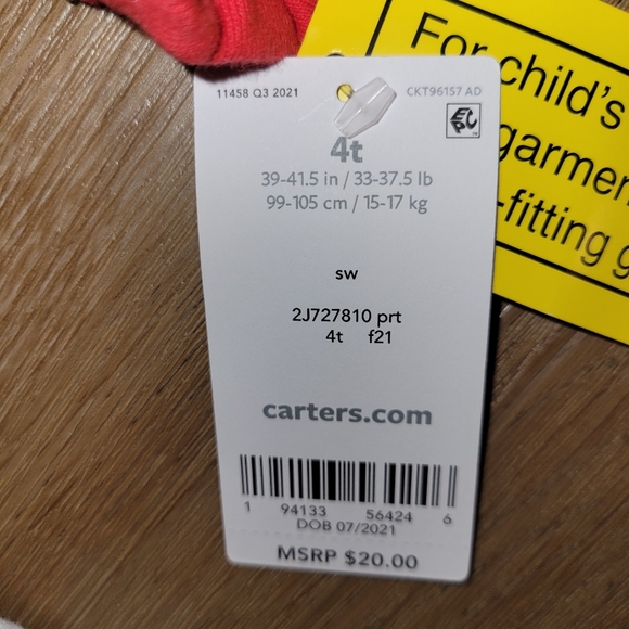 Carter's Size 4T Plaid Footed Pajamas New - Picture 4 of 6